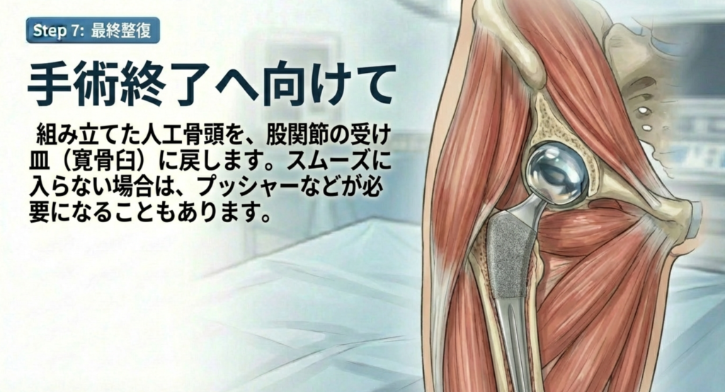 筋層・皮下組織の縫合・閉創して手術終了の解説画像