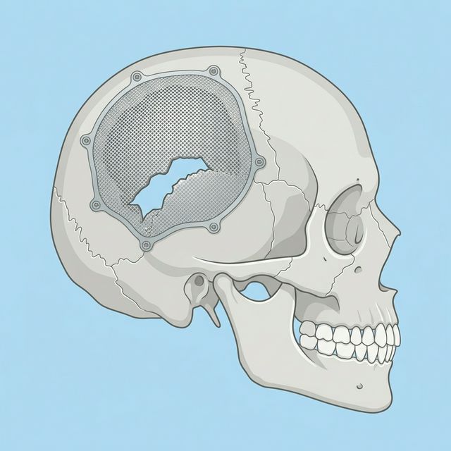 頭蓋形成術のイメージ（チタンメッシュによる修復例）
