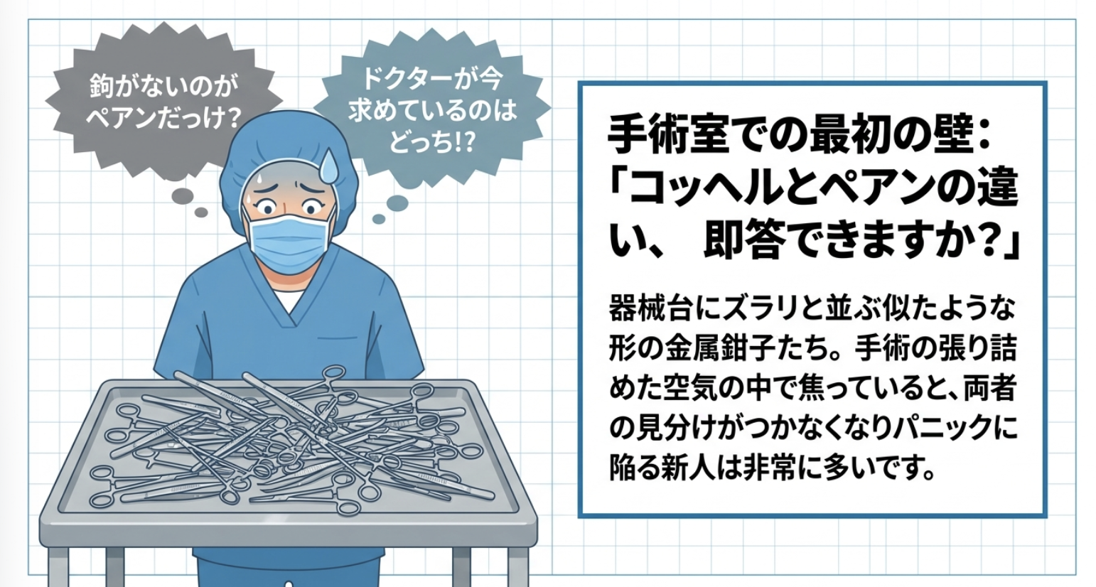 【コッヘルとペアンの違い⁉︎】新人オペ看必見!鉗子の違いを一発で覚える方法と使い分けのコツ | オペ看の教科書