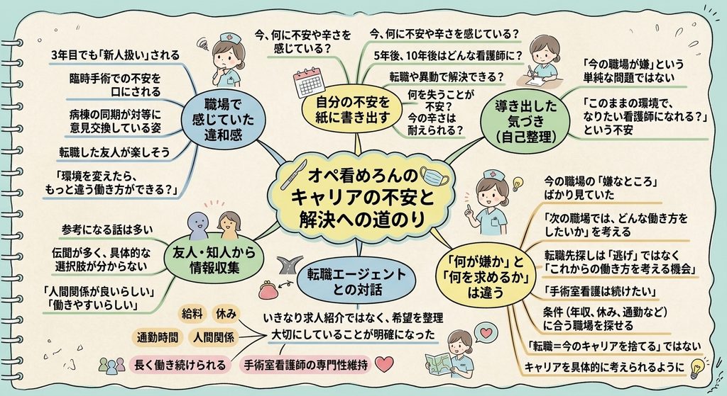 オペ看5年目でも手当ゼロ|自分は何に迷っている?オペ看めろんが実際に行った思考整理